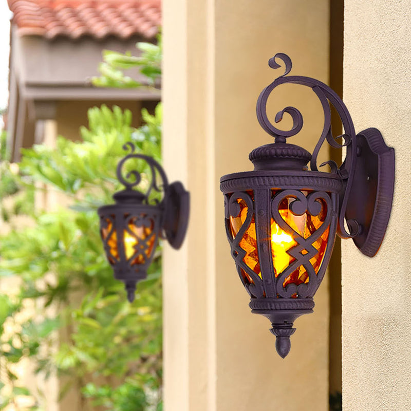 2X Wall Sconce Aluminum Glass 57cm Antique Bronze Outdoor Light