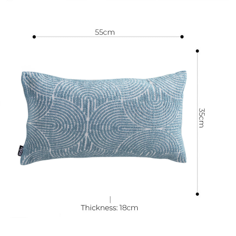 35x55x18cm Blue Geometric Throw Pillow Poly Cotton Blend Indoor Outdoor Corded