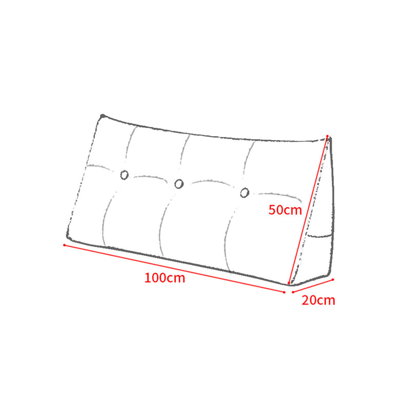 4X 100cm Triangular Wedge Headboard Backrest Pillow Polyester Red Button Tufted