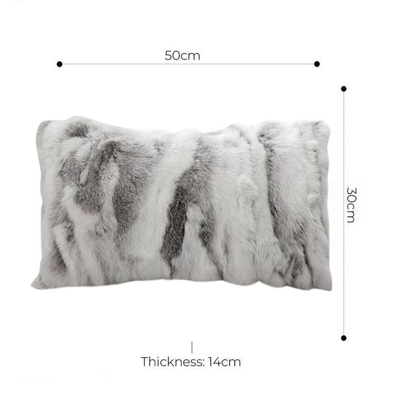 Rabbit Fur Cushion 30cm Warm Floral Gray Throw Pillow Home Decor Cozy Accent