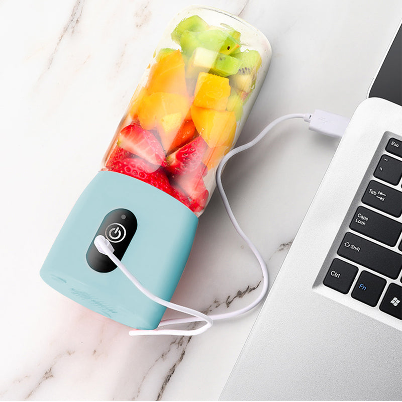 Portable USB Rechargeable Handheld Juicer Mixer Glass 8x20cm Easy Clean Blue