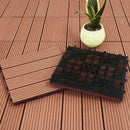 11 pcs Red Brown Wooden Composite Decking Tiles Slip Resistant Outdoor Flooring