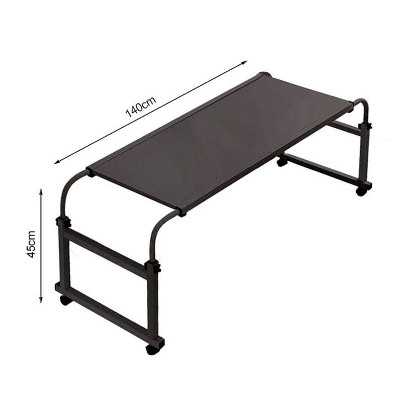 2X Adjustable Bed Desk Length 140 To 230cm Height 65 To 95cm Black Wheels