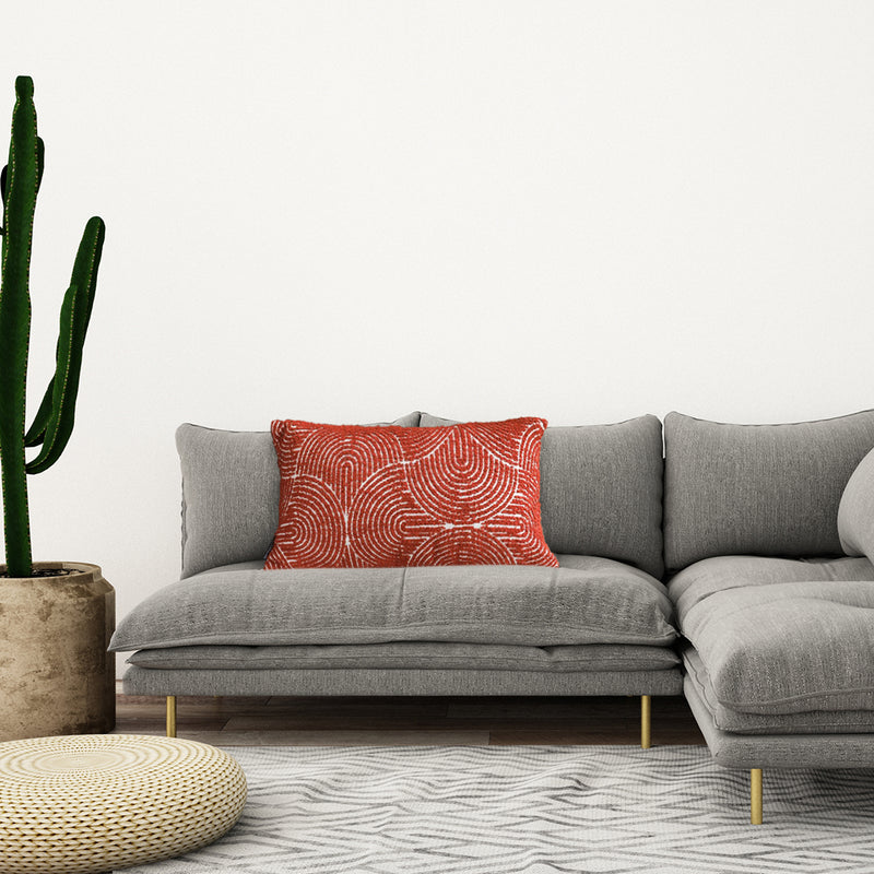 Cinnabar Lumbar Throw Pillow 30x50cm Soft Velvet Indoor Outdoor Red Cushion
