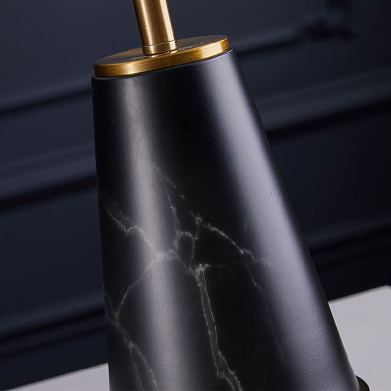 2X 68cm Black Marble Table Lamp Bedside Desk Fabric Drum Shade Cone Base