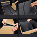 2X Leather Car Boot Organizer Foldable Storage Box Beige Gold Stitch Large