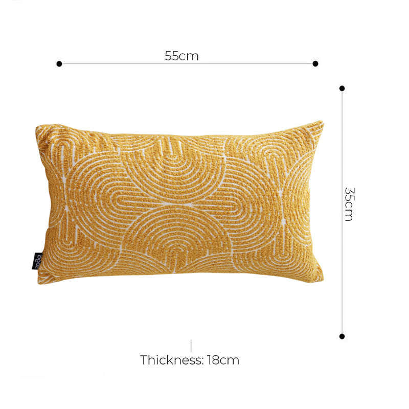 35x55x18cm Mustard Yellow Geometric Corded Throw Pillow Indoor Outdoor