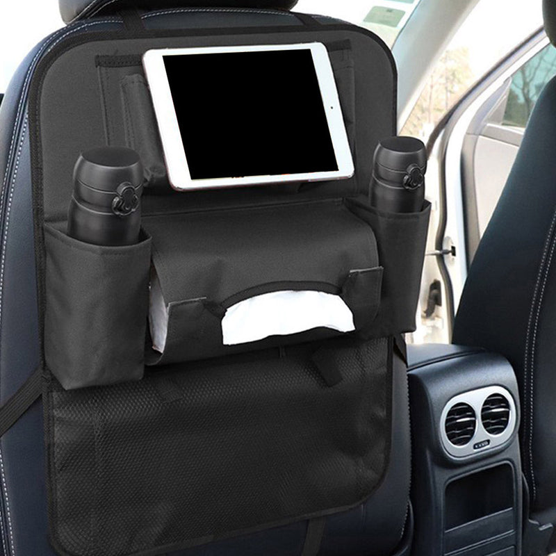 2X PVC Leather Car Backseat Storage Organizer Multi-Pocket Black 50x65cm