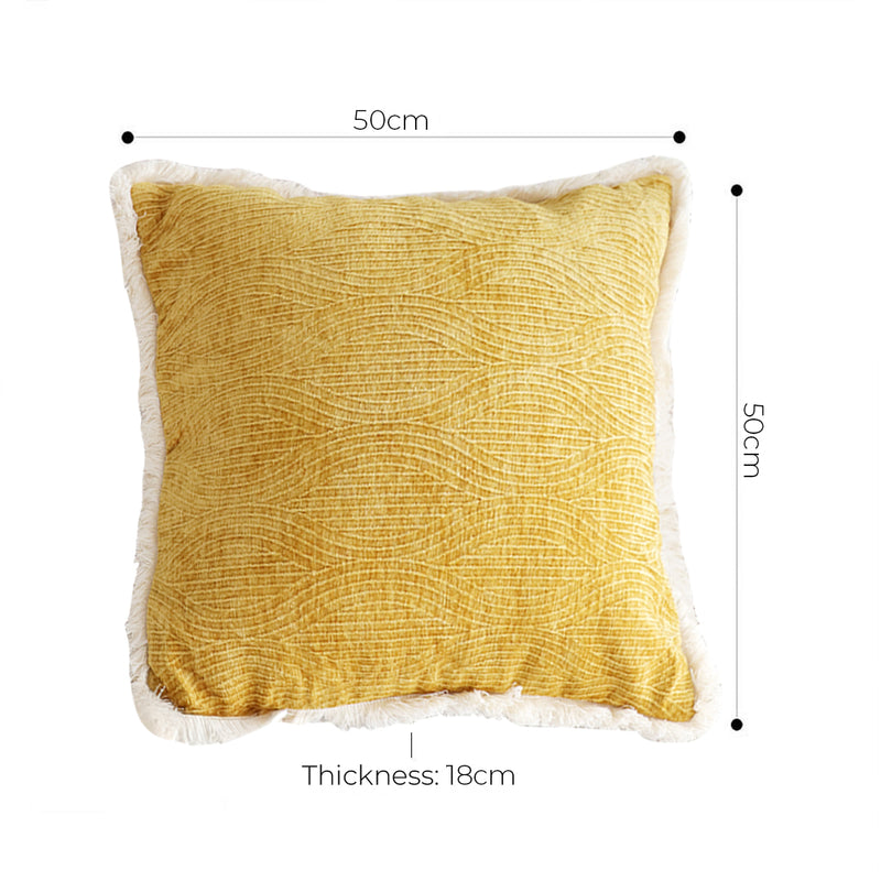 2X 50cm Throw Pillow Chenille Texture Turmeric Yellow Polyester Cotton Decor