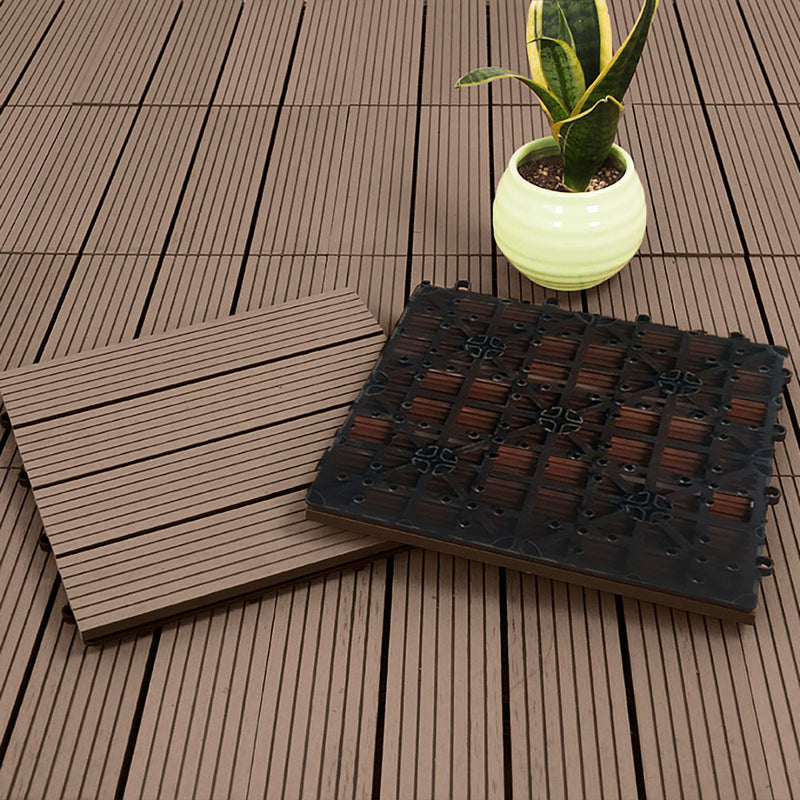 2X 11 Pcs Wood Plastic Composite Decking Tiles 30x30x2.2cm Light Chocolate
