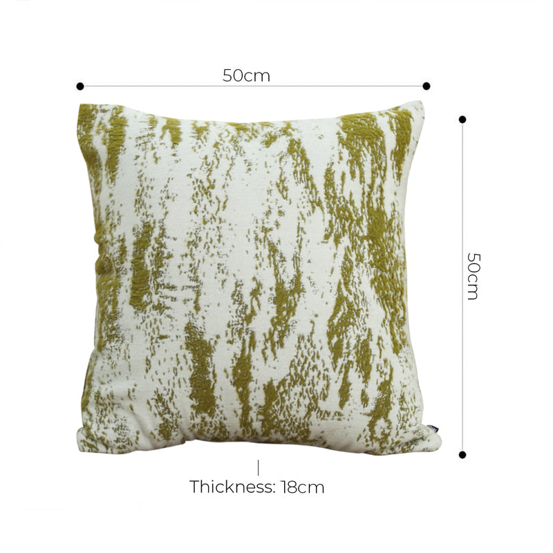 2X Throw Pillow Deluxe Polyester Cotton 50x50x18cm Thick White Olive Green