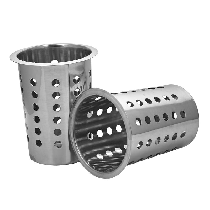 2X 18/10 Stainless Steel Commercial Rectangular Cutlery Holder 6 Holes