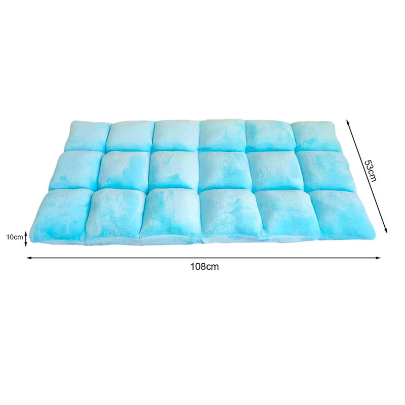Floor Recliner Folding Sofa Cushion Flannel Memory Foam 108x52x12cm Light Blue