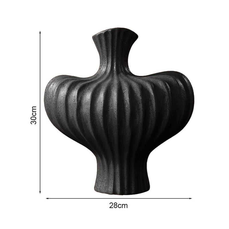 2X Ceramic Large Ornament Vases 28X30cm Matte Black Countertop Decor