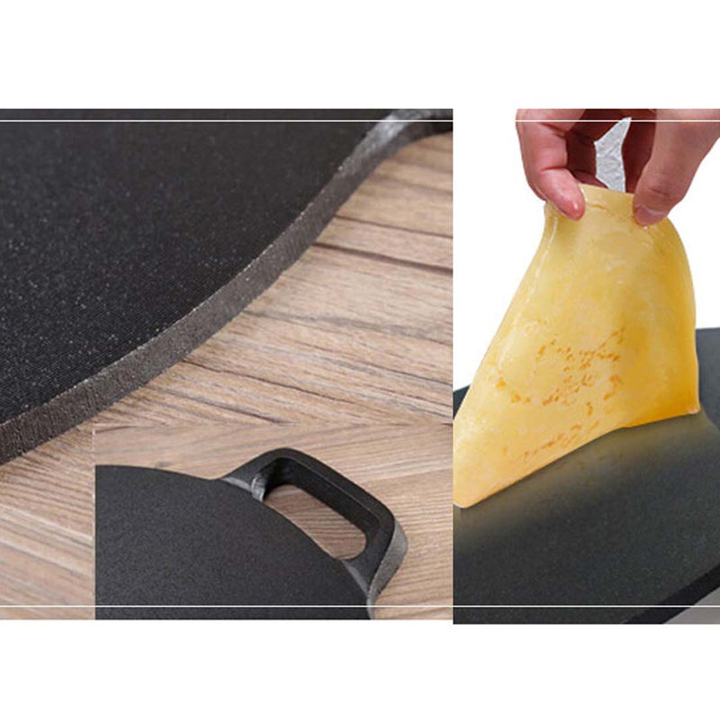 Cast Iron Crepes Pan 34cm Non-Stick Black for Pancake Pizza Grilled Sandwiches