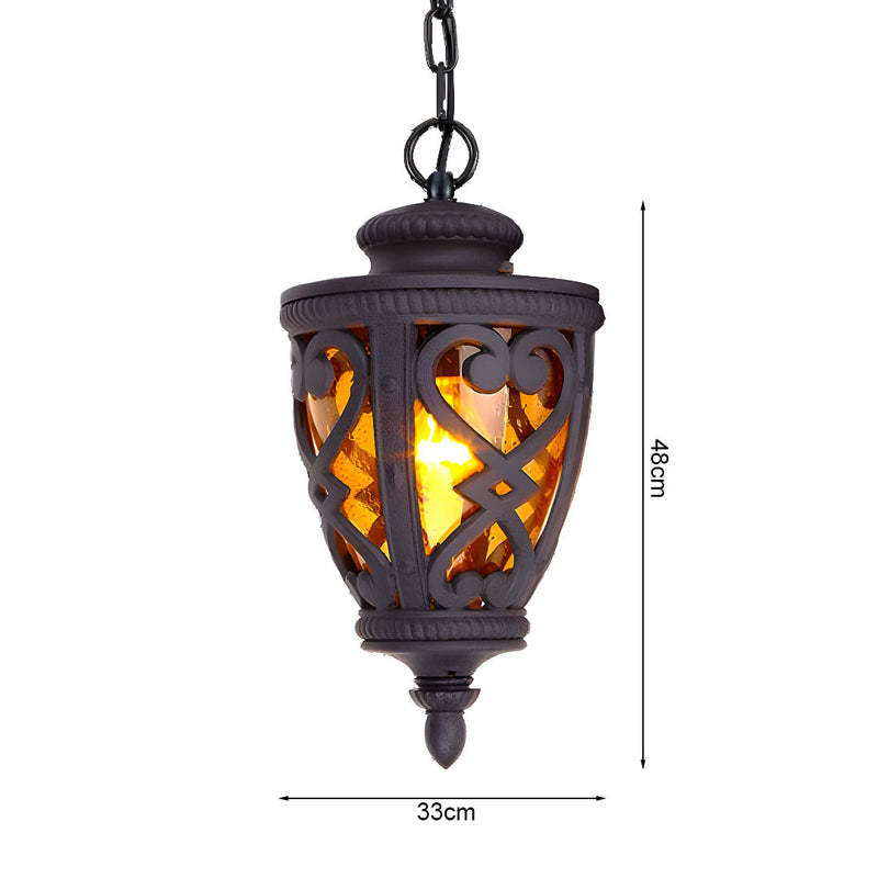 2X Aluminum Glass Chandelier Lantern 33cmx48cm Vintage Dark Brown