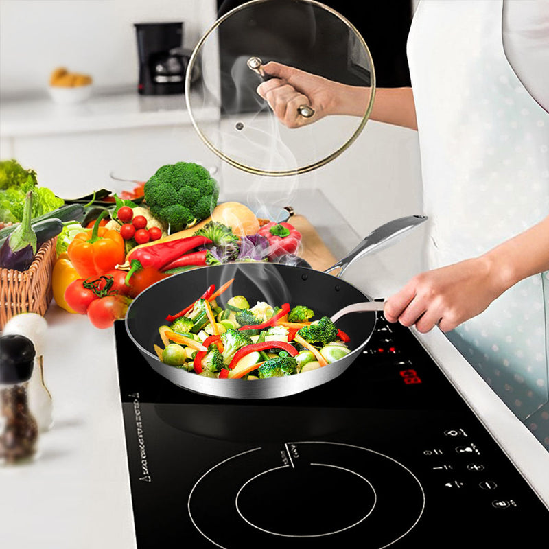 Stainless Steel Fry Pan 2 Pack 26cm 30cm Induction Compatible Non Stick Interior