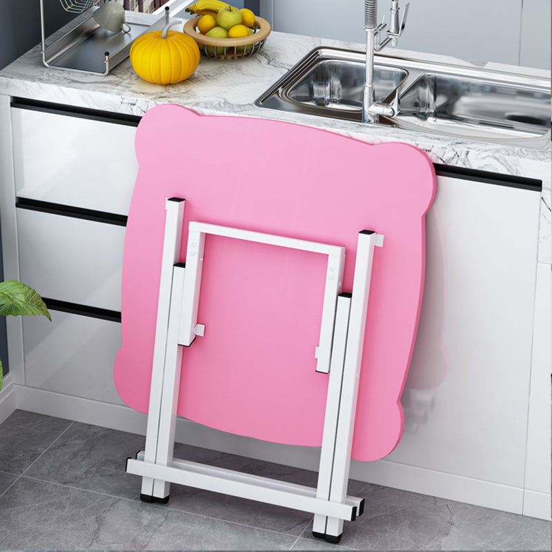White Cat Ear Folding Table Mdf Iron Legs 60x60x70cm Portable Indoor Outdoor