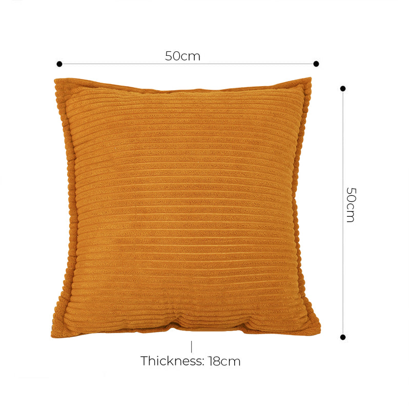 2X Throw Pillow Mustard Velvet Polyester Cotton 50x50x18cm Plush