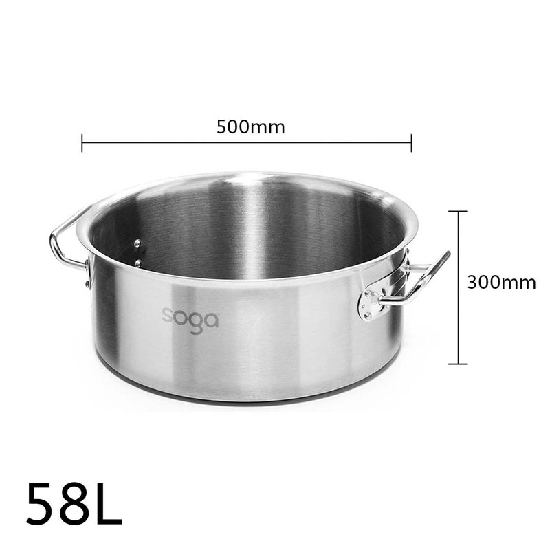 58L Commercial Grade 18/10 Stainless Steel Stock Pot Thick Bottom No Lid