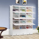 9 Tier 3 Column White Shoe Rack Organizer Stackable Portable Storage Cabinet