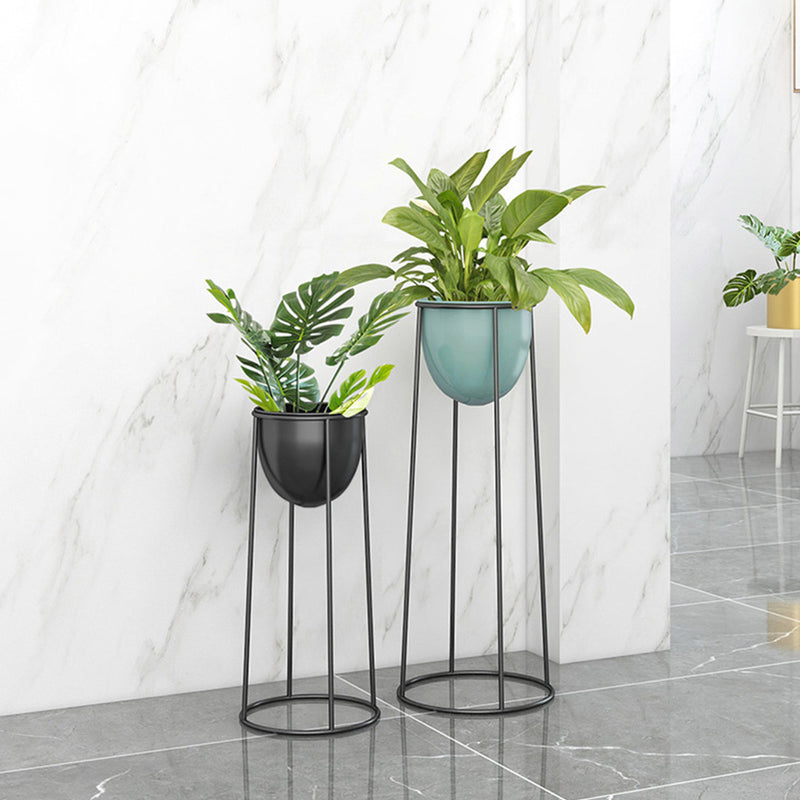 4X 70cm Round Wire Metal Plant Stands Enamel Coated Pots Black
