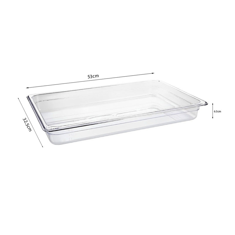 Gastronorm 1/1 Polycarbonate Pan 53x32.5x6.5cm Transparent Bundle of 2 With Lids