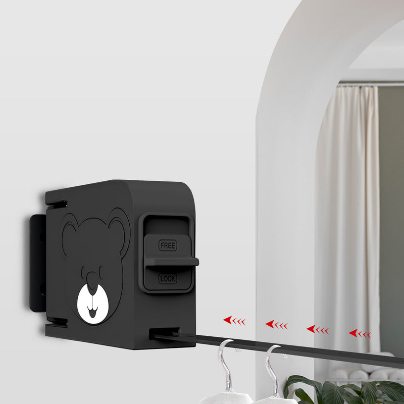 2X 160mm Wall Mounted Retractable Clothesline Rack Aluminum Black 20kg