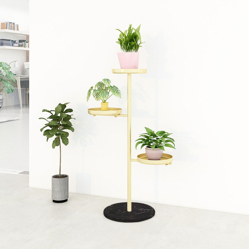 3 Tier Gold Metal Round Plant Stand Marble Base Removable Trays 32cmx22cmx88cm