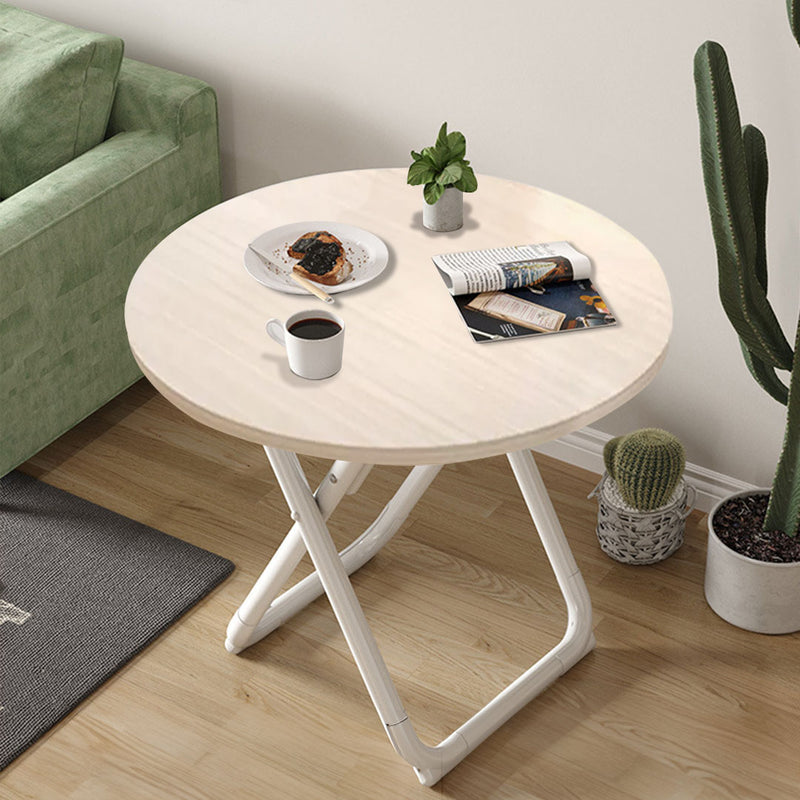 80cm Round Wood Table 72cm High Light Wood Top White Legs Multipurpose