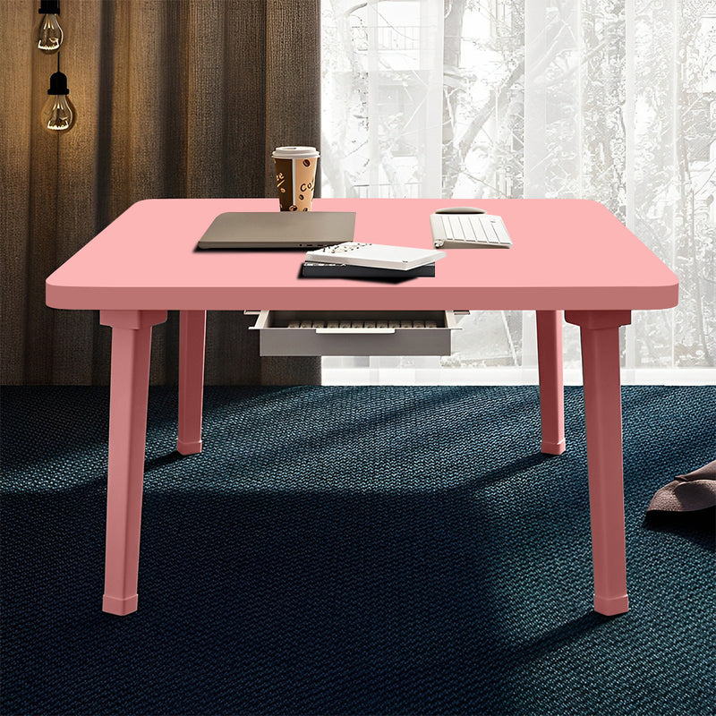 2X Pink Mini Floor Table Particleboard Metal 60x60x35cm Space Saving Drawer