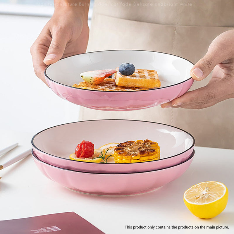 Pink Japanese Style Ceramic Dinnerware Set of 8 Bowl Plate Home Decor