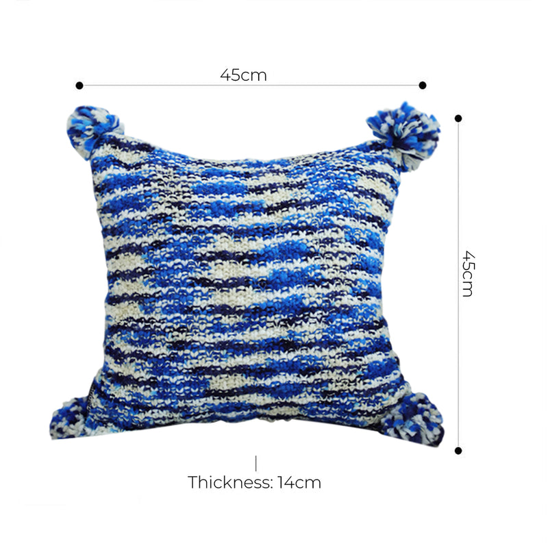 Throw Pillow Knitted Polyester 45X45X14Cm Decorative Soft Deep Sea Blue Gradient