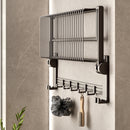 61cm Gray Wall-Mounted Aluminum Towel Holder Double Pole Bathroom Organizer Hooks