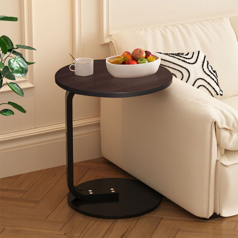 Wood Board Mini Side Table 50cm Movable Lightweight Black Frame Versatile Use