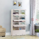 9 Tier 2 Column White Shoe Rack Organizer Stackable Portable Storage Cabinet