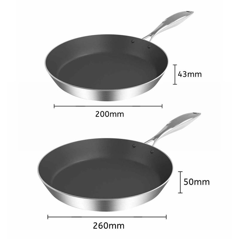 Dual Induction Cooktop 20cm 26cm Stainless Steel Frying Pan Portable Safe Cooking