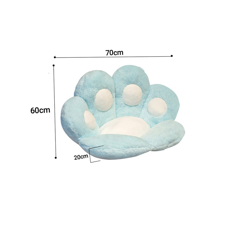 2X 70cm Mint Blue Paw Shape Plush Cushion Warm Sofa Pillow Backseat Mat Decor