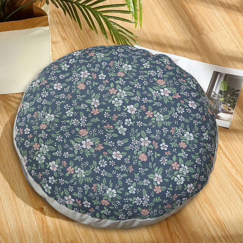2X 45x45x18cm Blue Polyester Cotton Floor Cushion Epp Fill Velvet Feel