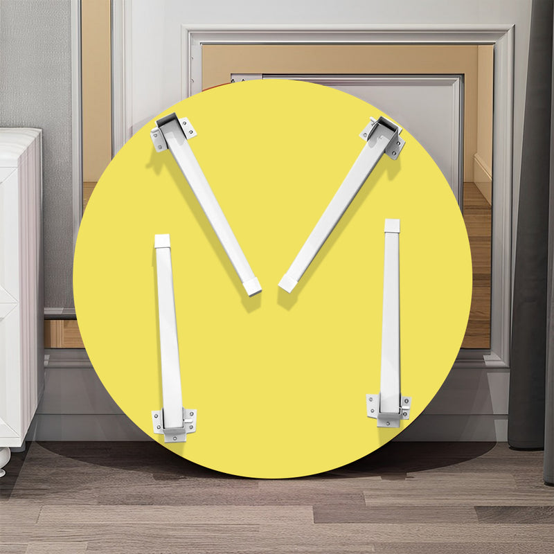 2X Floor Table Yellow Round Particleboard Metal 60cm 35cm Space Saving