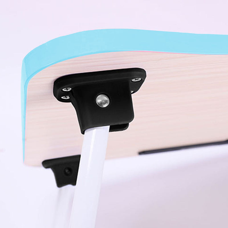 Adjustable Foldable Bed Laptop Table MDF Aluminum 60x40x28cm Blue Notebook Slot