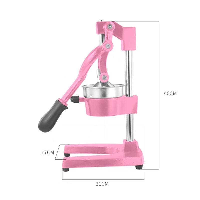 Commercial Manual Cast Iron Juicer 304 Stainless Steel Cone Pink 12cm Cup