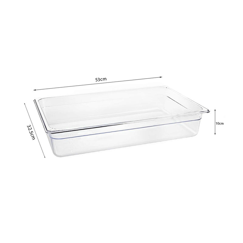 100mm 1/1 Gastronorm Pan Polycarbonate Clear 53x32.5cm Bundle of 6
