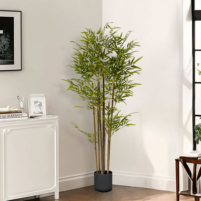 Artificial Bamboo Plant Polyurethane Polyethylene Plastic 120cm 7 Branches Green