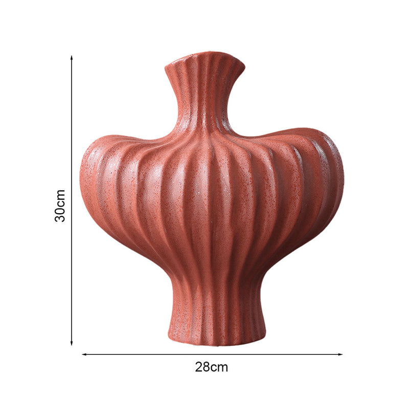 2X Handmade Ceramic 28X30cm Ornament Vases Matte Red Countertop Decor
