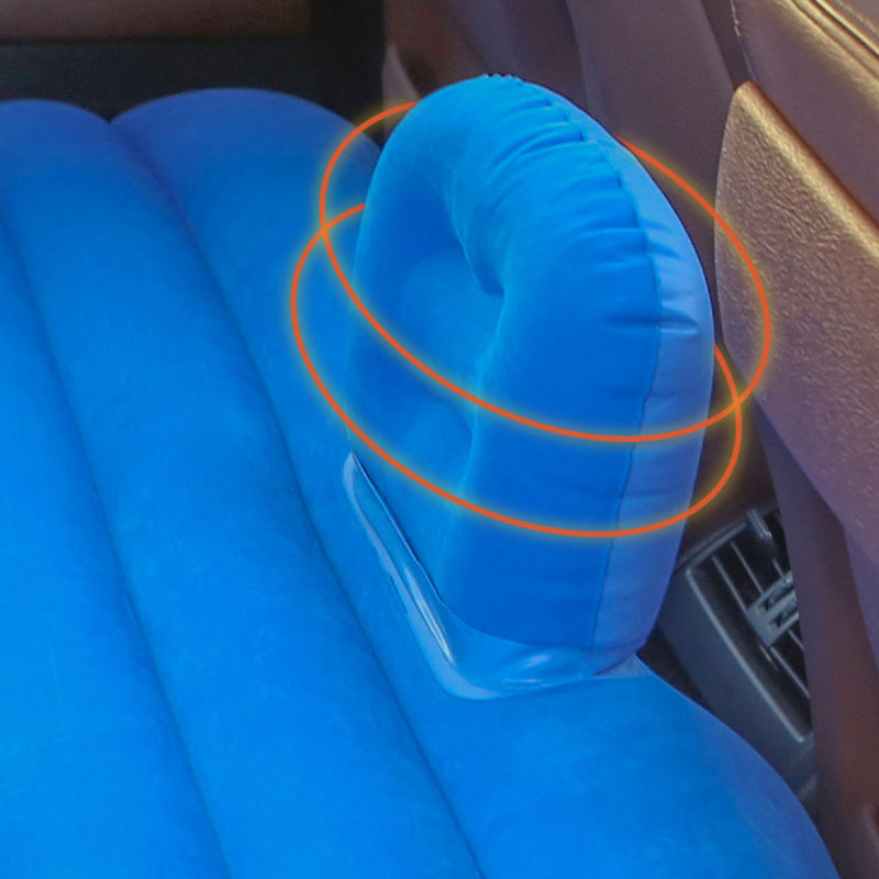 Inflatable Car Mattress Blue Stripe PVC Portable Camping Bed With Pump 132x80cm
