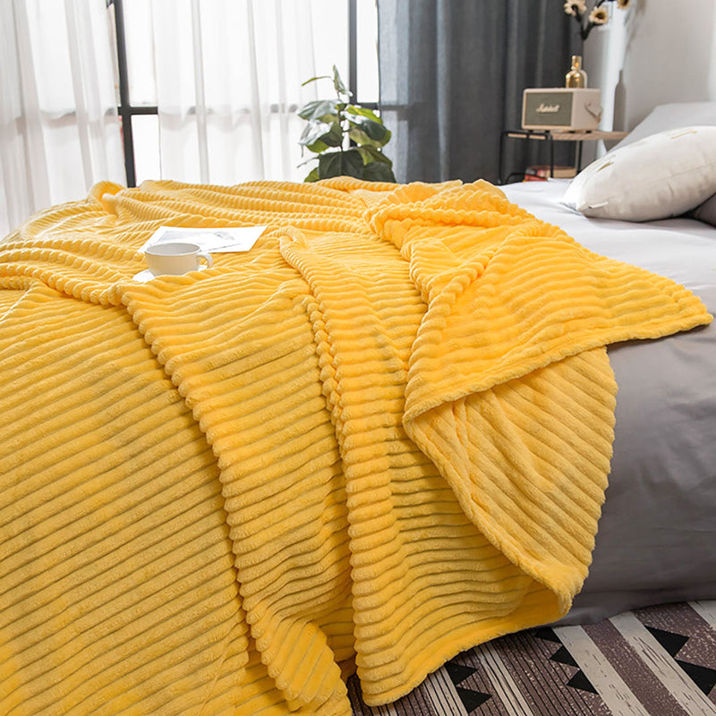 2X Yellow Thin Flannel Polyester Throw Blanket 200 X 230 Cm Lightweight