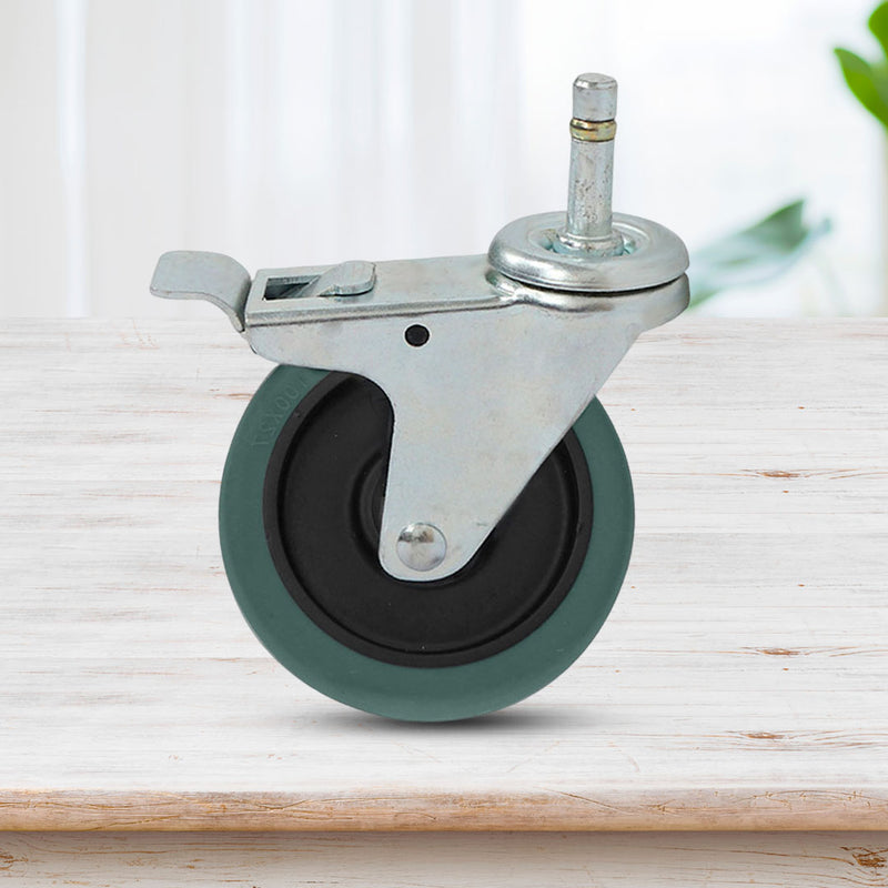 2X 4 Inch Polyurethane Swivel Caster Wheels With Brake Heavy Duty 25kg Each
