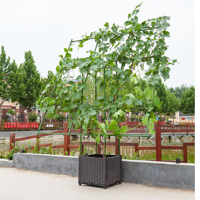 160x160cm Inclined Plant Trellis Frame Metal Pvc Garden Vine Support Green