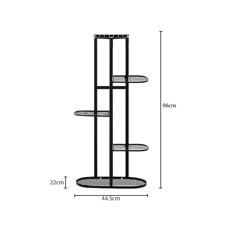 2X 5 Tier 6 Pots Black Metal Plant Stand 44.5x22x96cm Space Saving